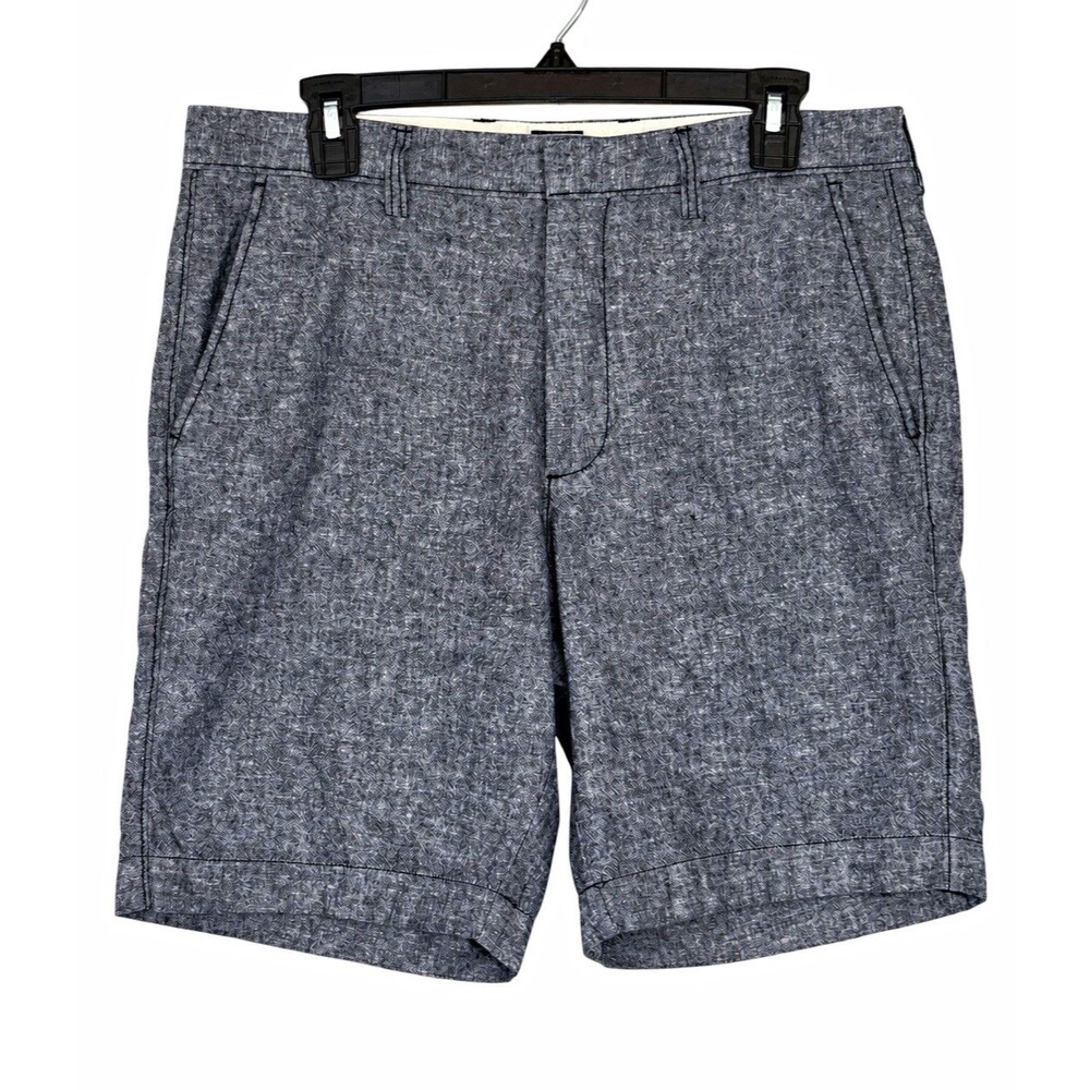 J.Crew Mens 33 Linen Cotton Shorts 9” Inseam Gray Chambray Flat Front